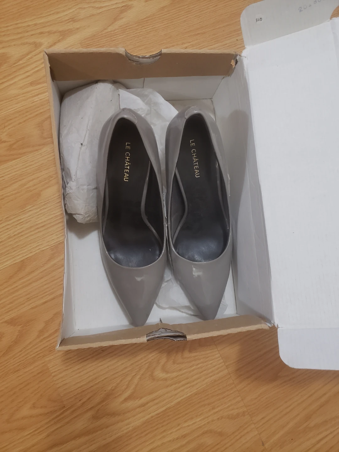 Le Château Grey Patent Heels