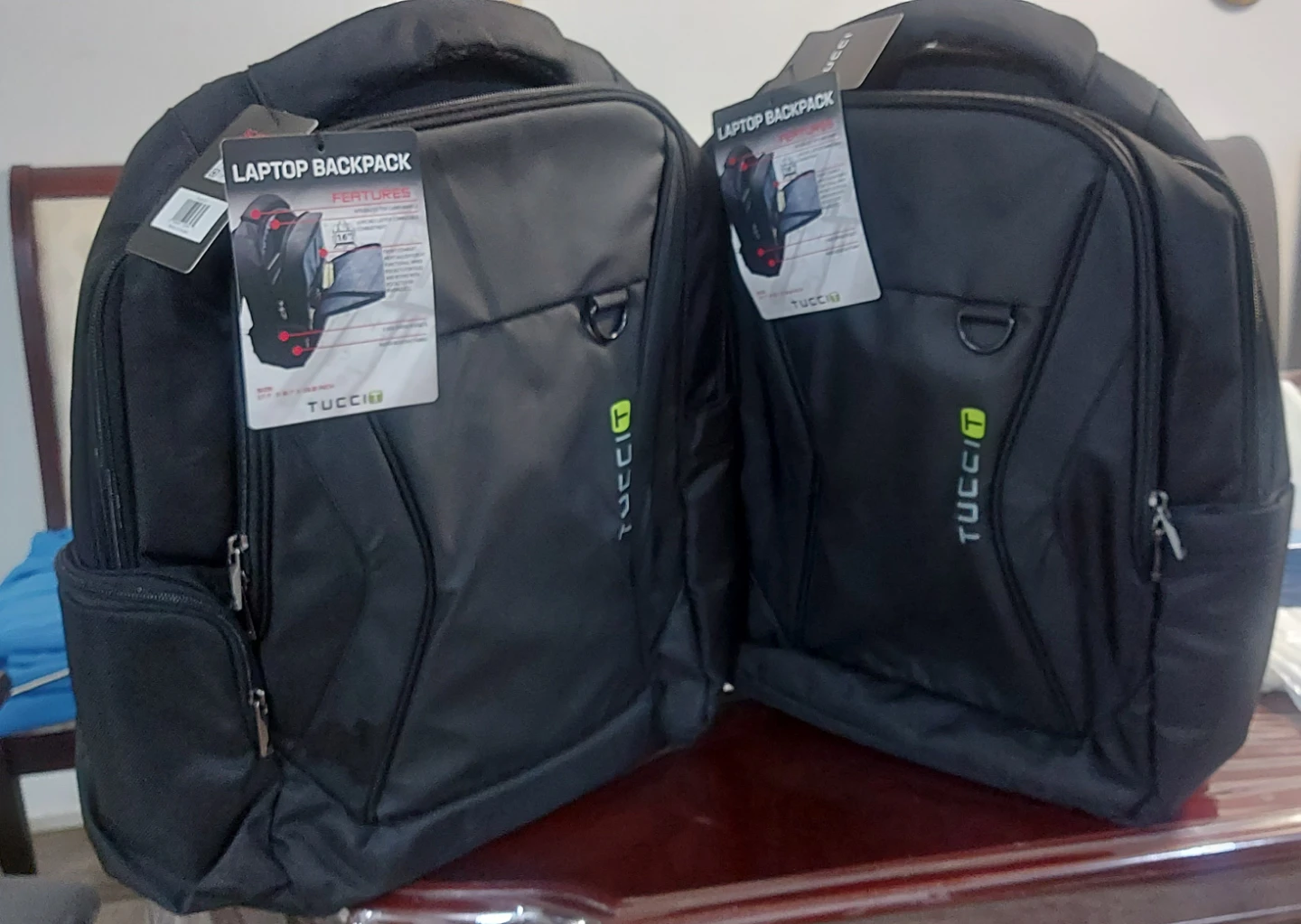2 Tucci Laptop Backpack Black,  $70 for each one
