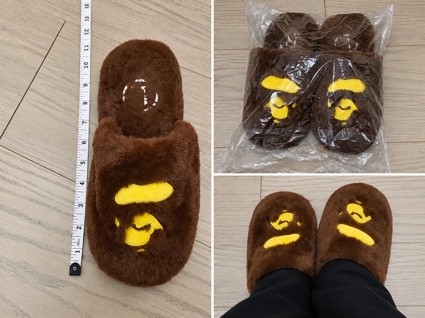 BAPE Brown Faux Fur Slippers - photo 2