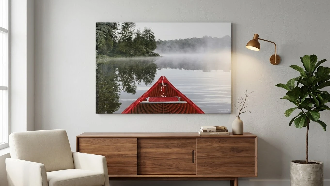 Red Canoe Lake Canvas Wall Art - photo 3