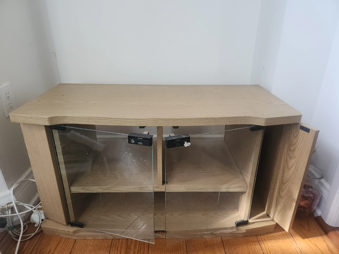 Inkel Wooden Media Console with Glass Doors
