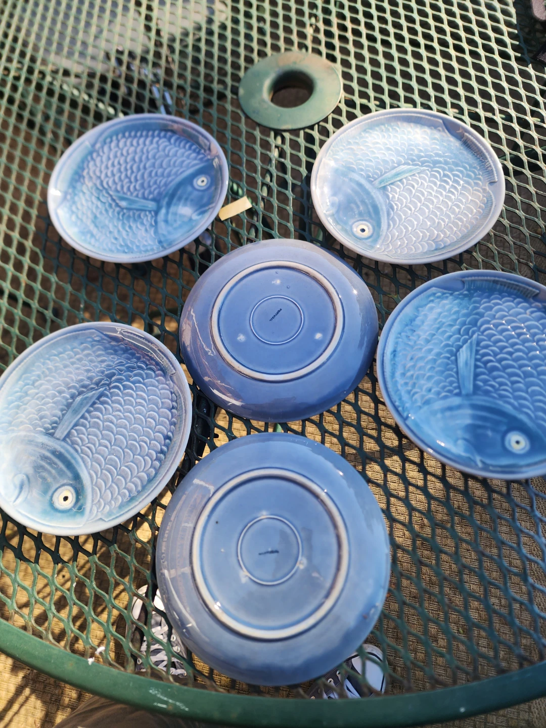 Set of 6 Blue Fish Design Ceramic Plates - photo 2