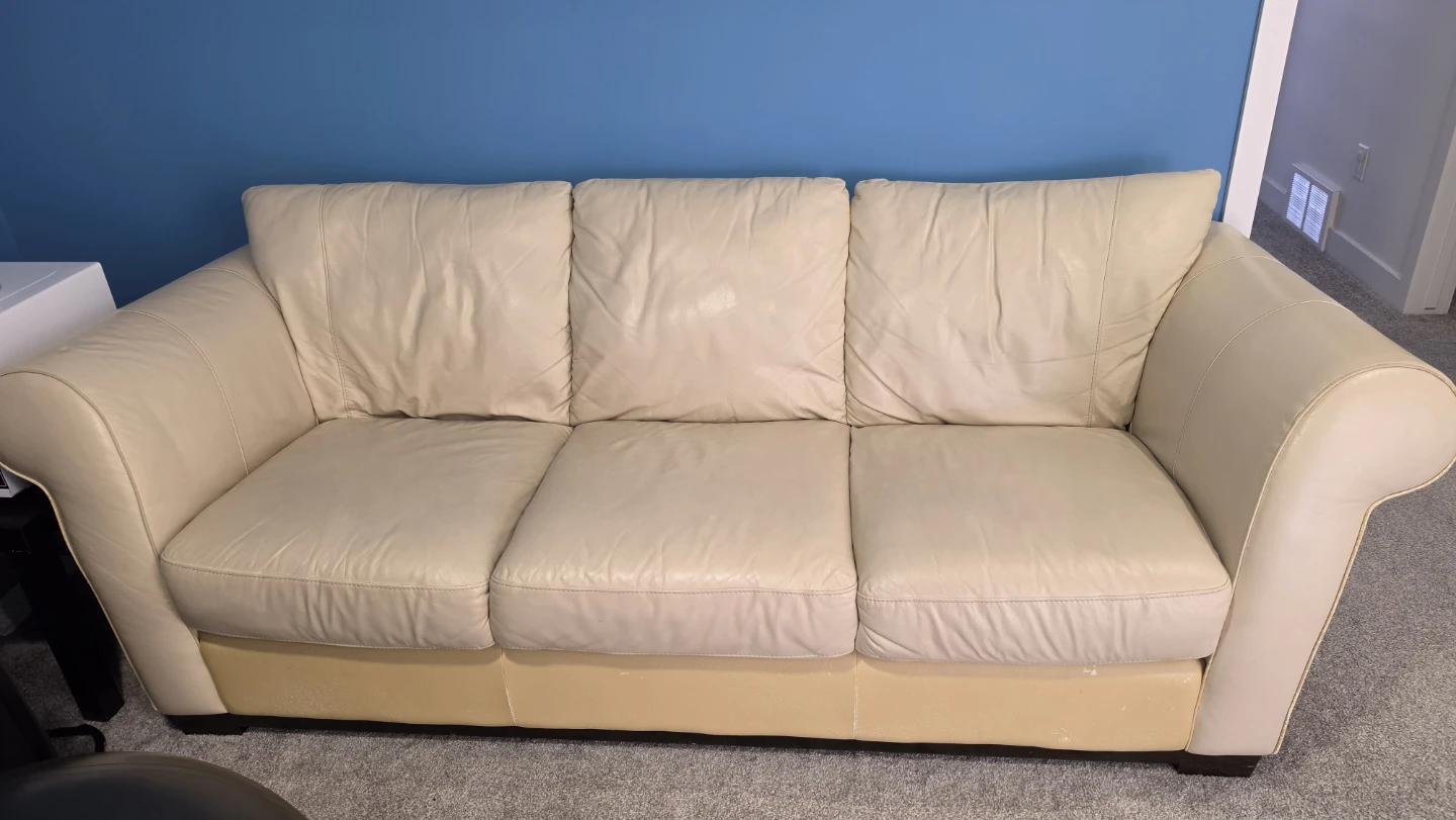 Cream Leather Sofa Set
