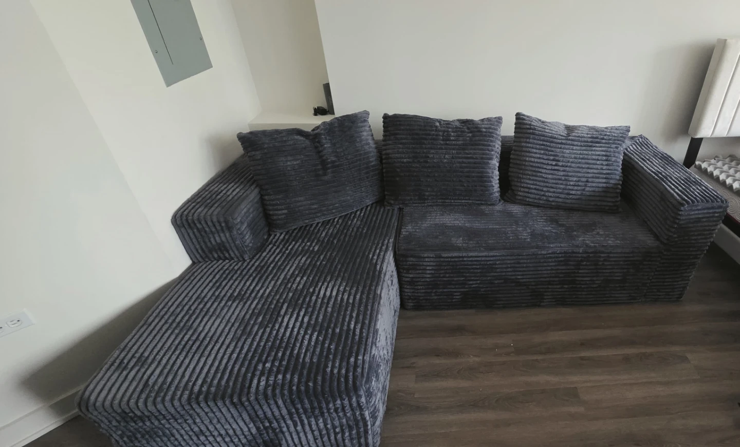 Dark Gray Corduroy Sectional Sofa