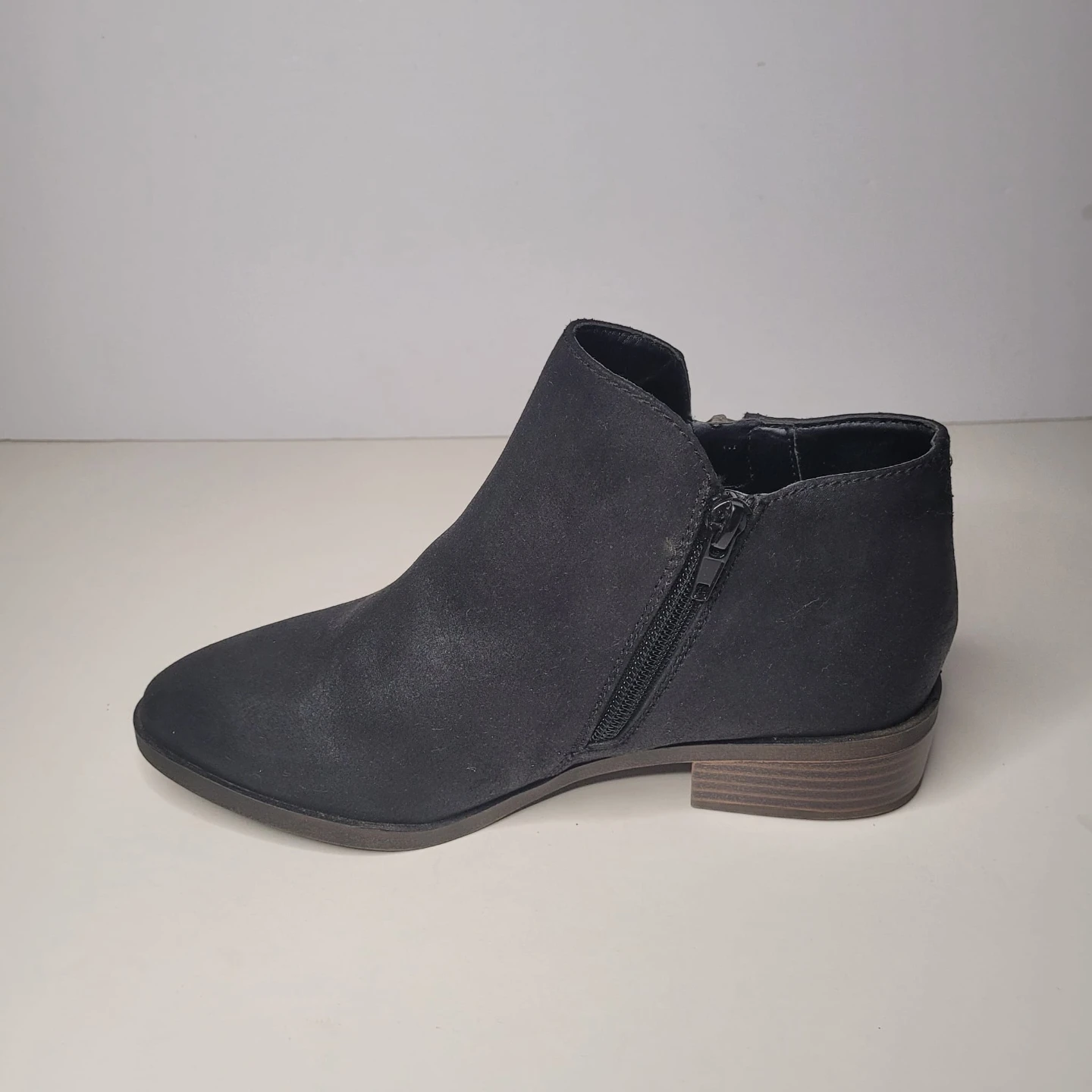 Black Faux Suede Ankle Boots Size 6.5 - photo 4