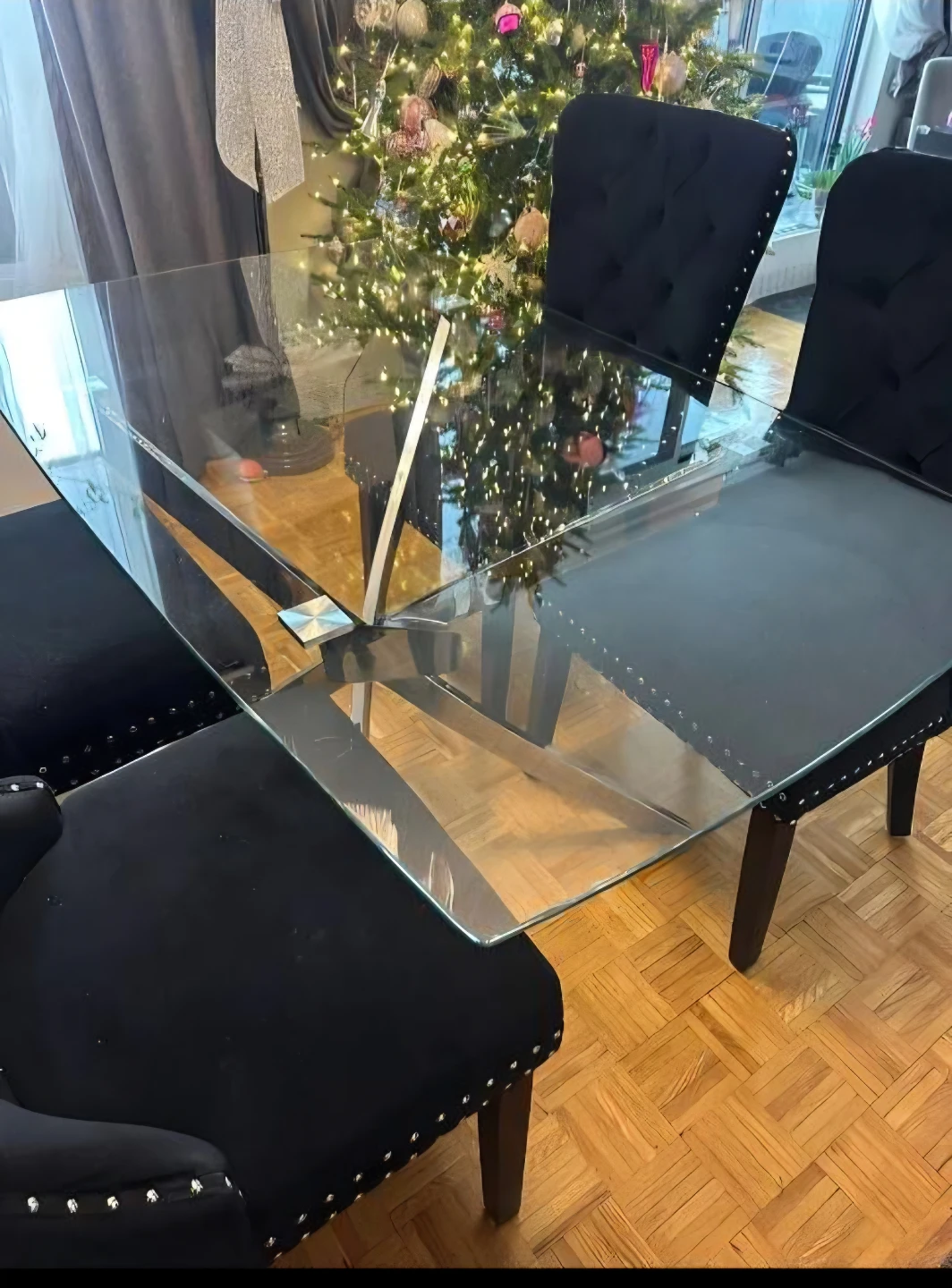 Glass Table with Chrome Base