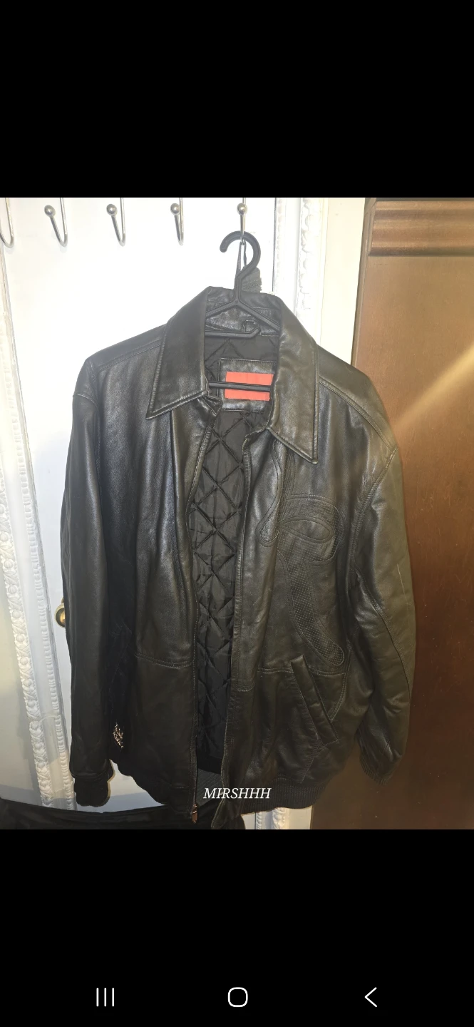 Rocawear Black Leather real leather Jacket