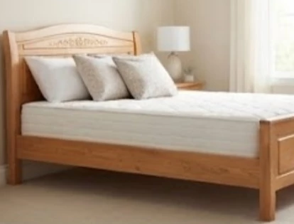 Solid wood headboard and bed frame and mattress - photo 5