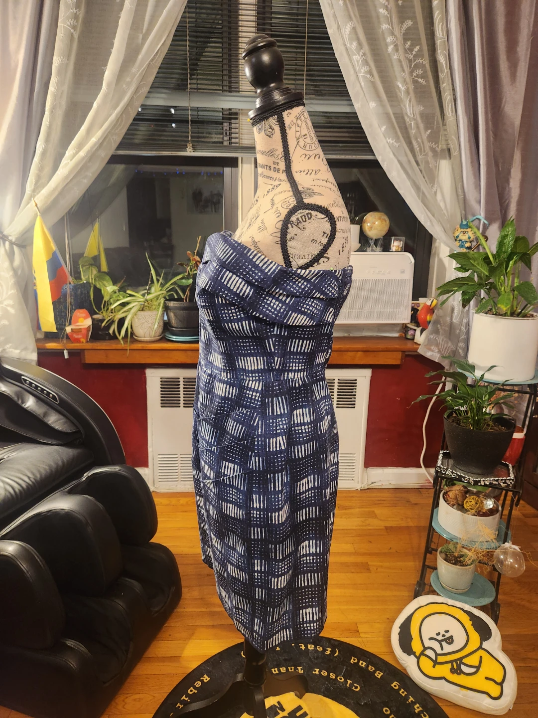 Rachel Roy Strapless Navy Blue White Linen Blend Dress - photo 3
