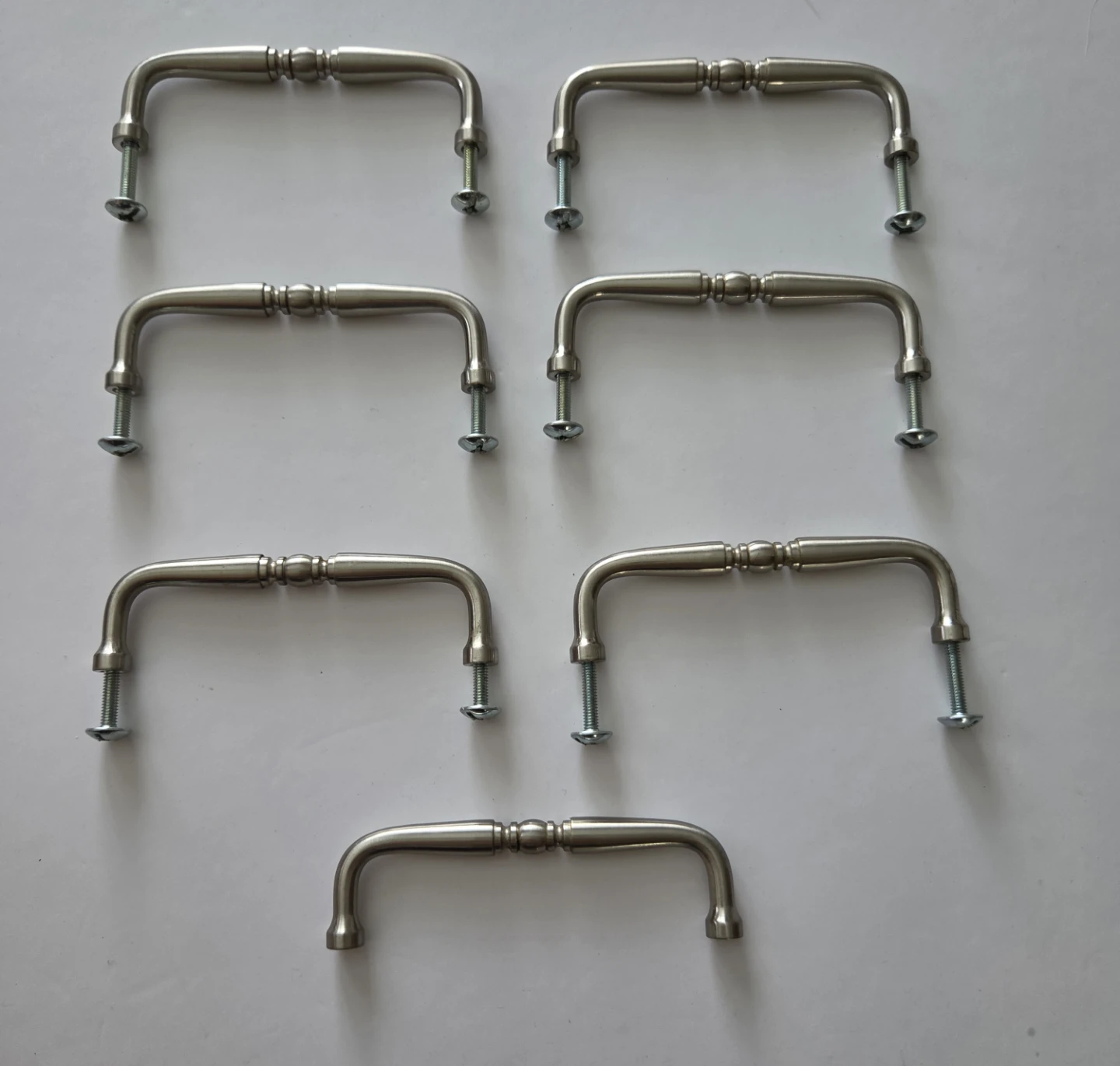 Set of 7 Satin Nickel Cabinet Pulls