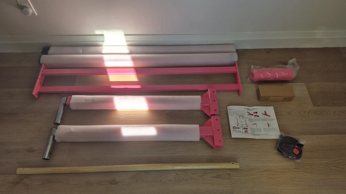 Kids Height Adjustable Gymnastics Bar - Pink