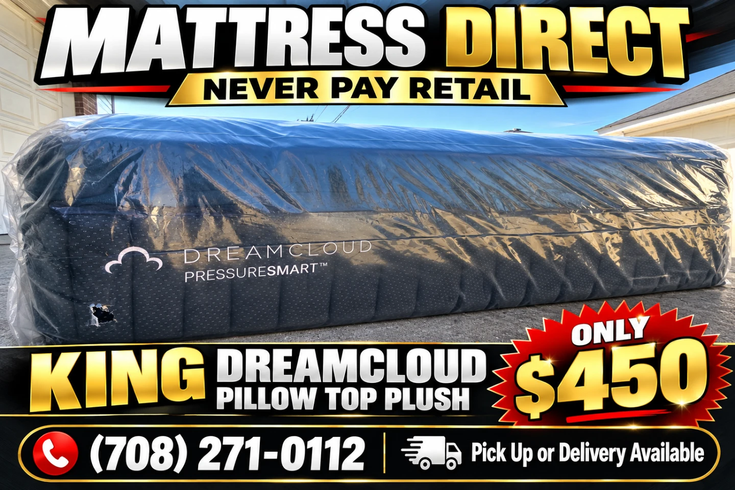 King Size Dreamcloud PressureSmart Pillow Top Plush Mattress