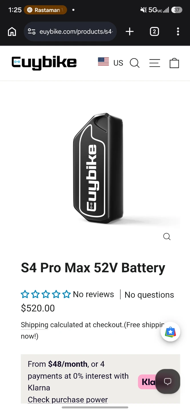 Euy spare battery 52v 30 ah brand new long range