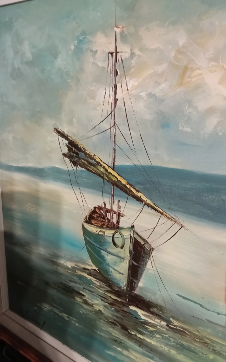 MCM Seascape Oil Painting Signed Sanul - photo 2