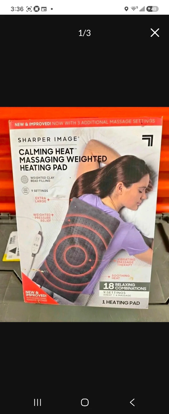 Sharper Image Calming Heat Massaging Weighted Heating Pad New