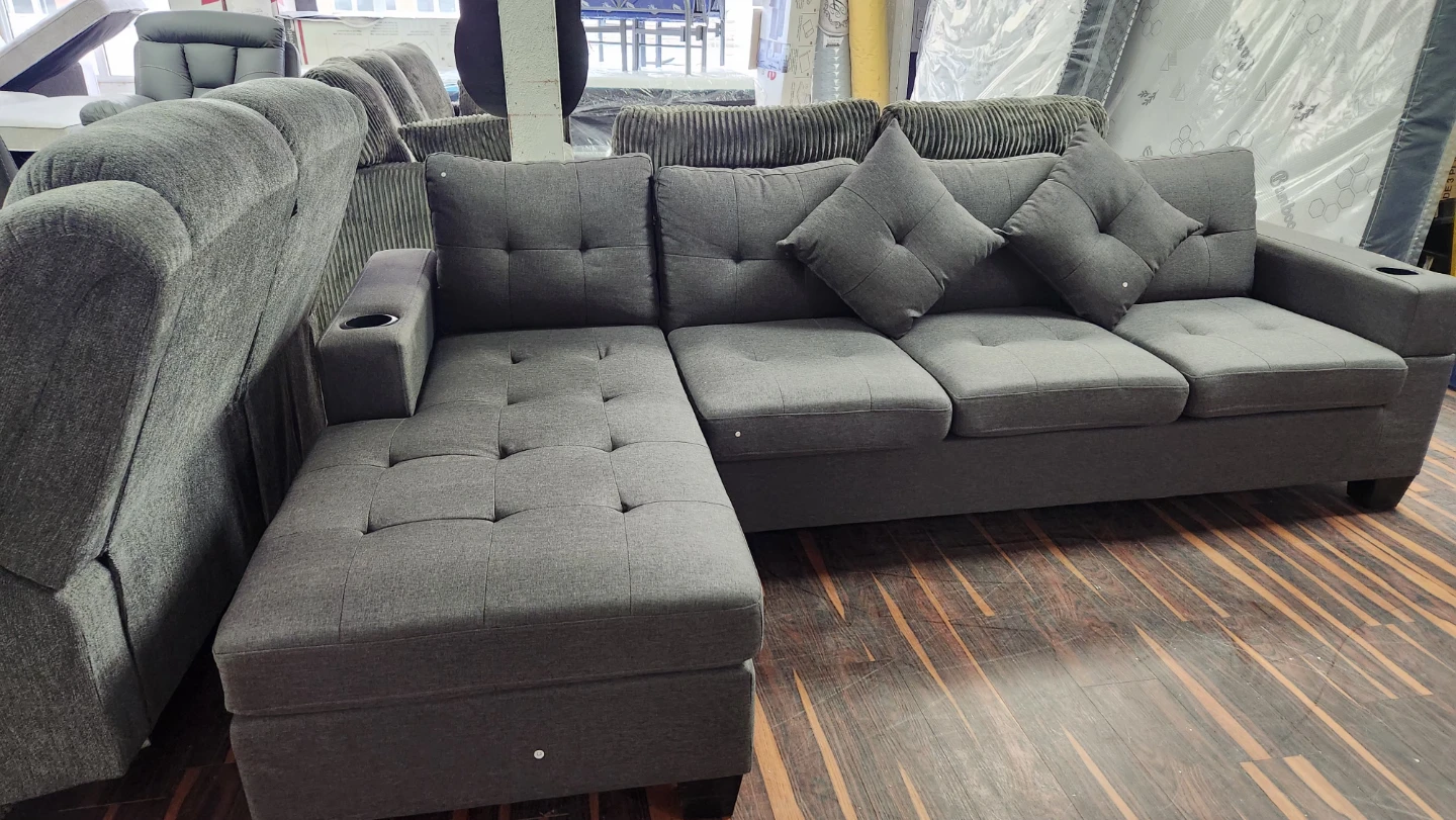 Brand New Sectional Sofa with Chaise - Cup Holders - $590