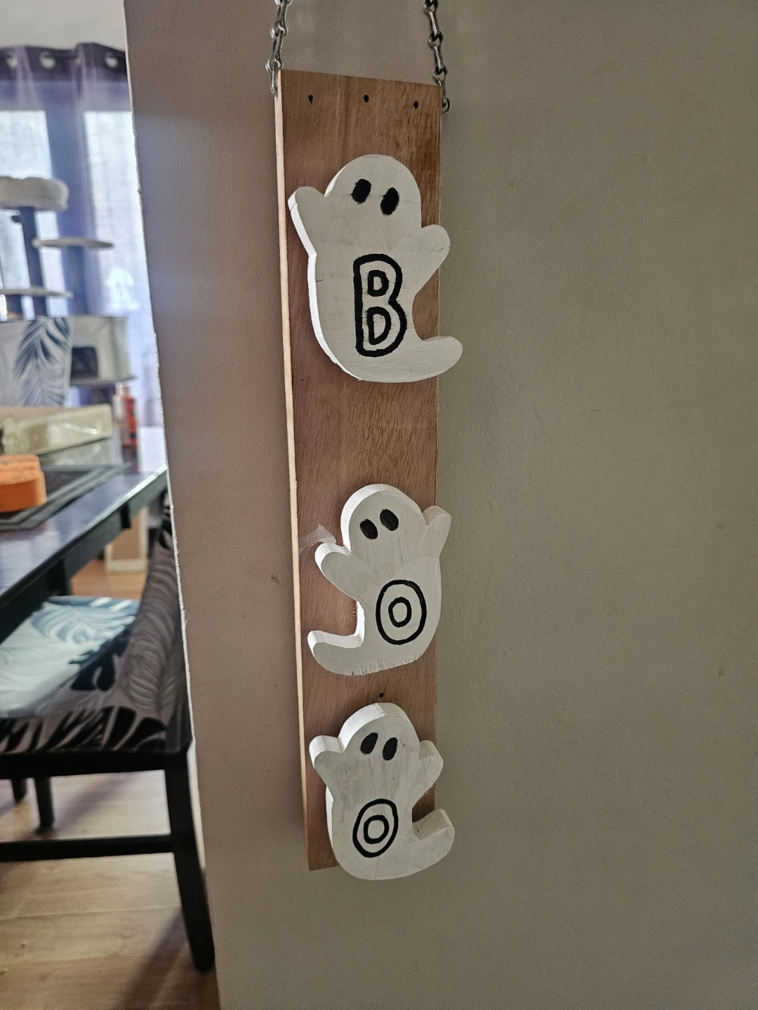 Wooden Boo Ghost Halloween Wall Decor