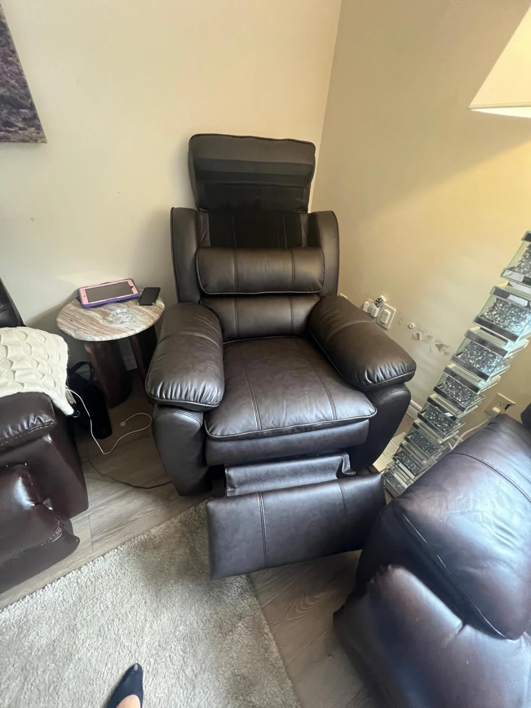 Dark Brown Leather Recliner - photo 3