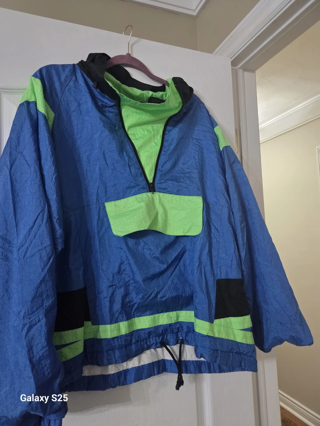 Blue and Green Nylon Pullover Jacket - photo 2
