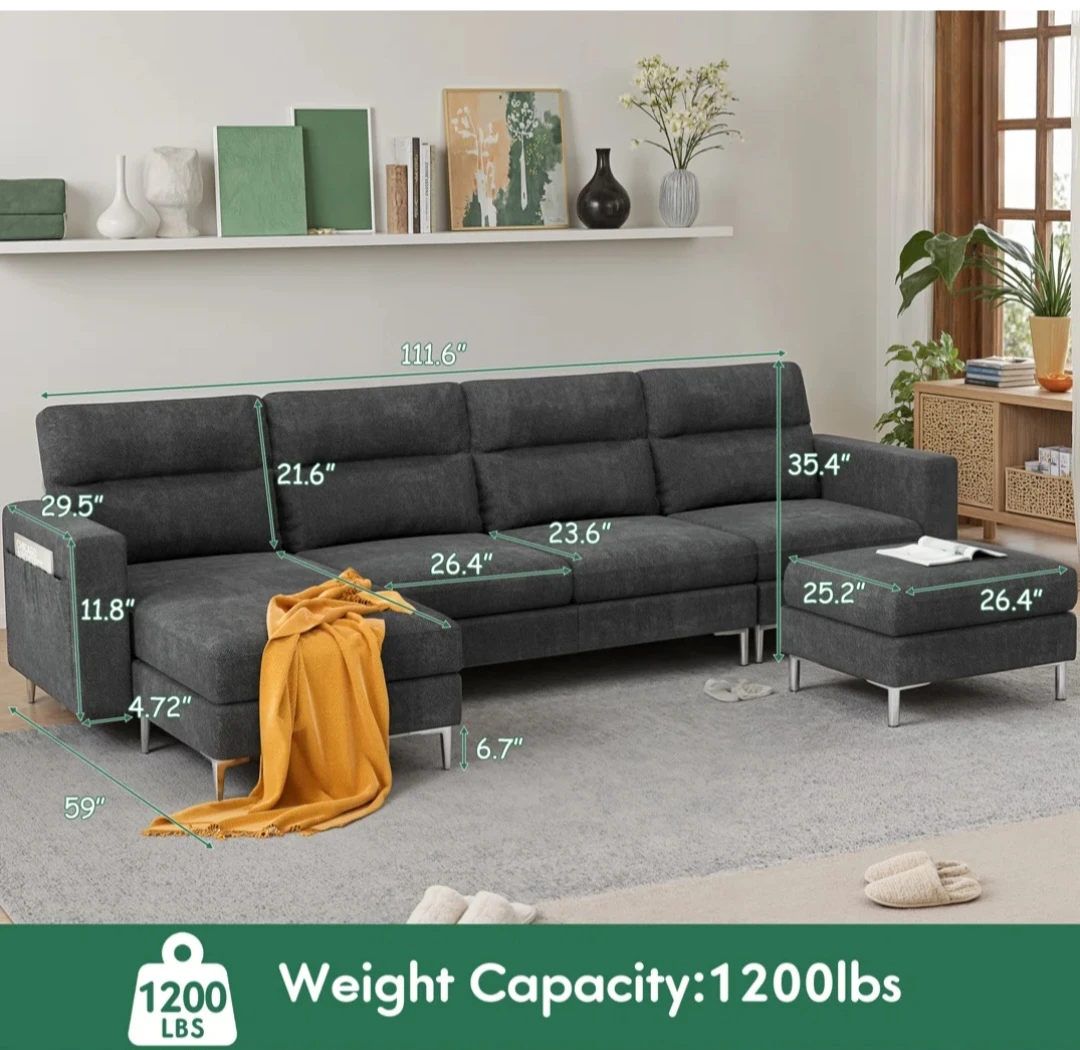 Sofa with chaise - photo 2