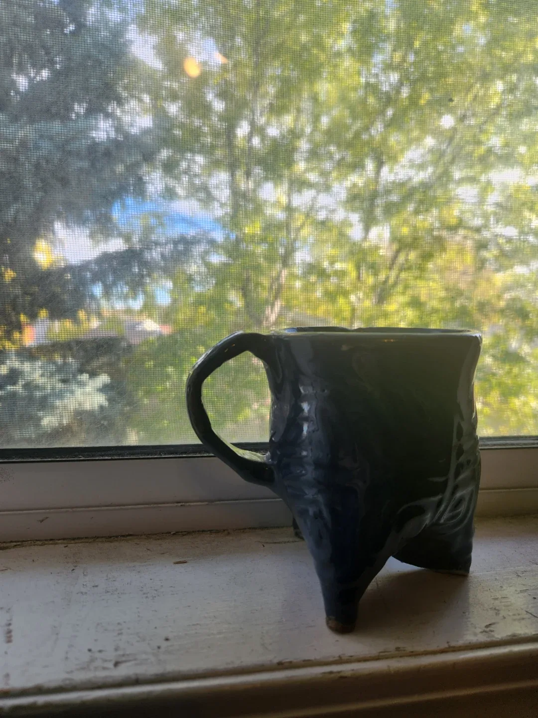 Handmade Blue Ceramic Mug - photo 2