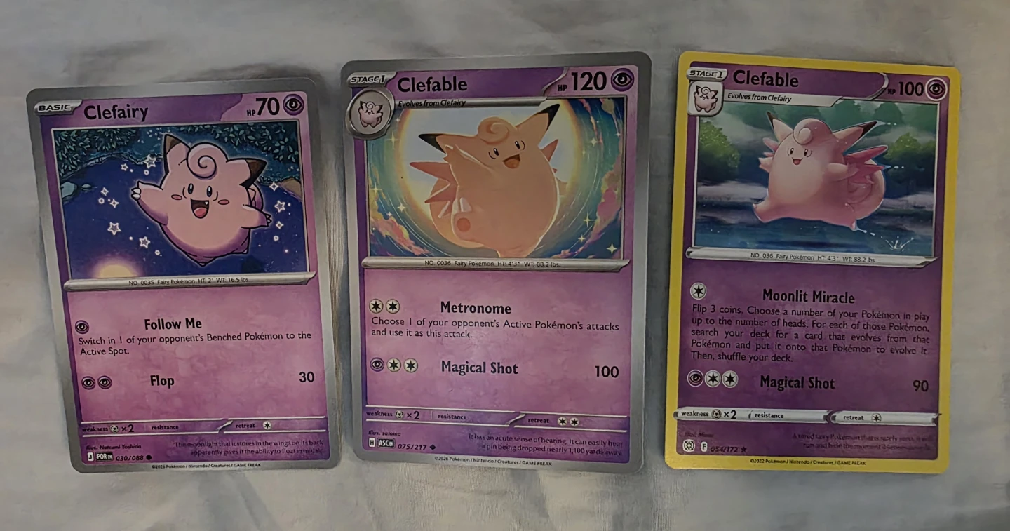 Set of 3 Pokemon Cards Clefairy and Clefable