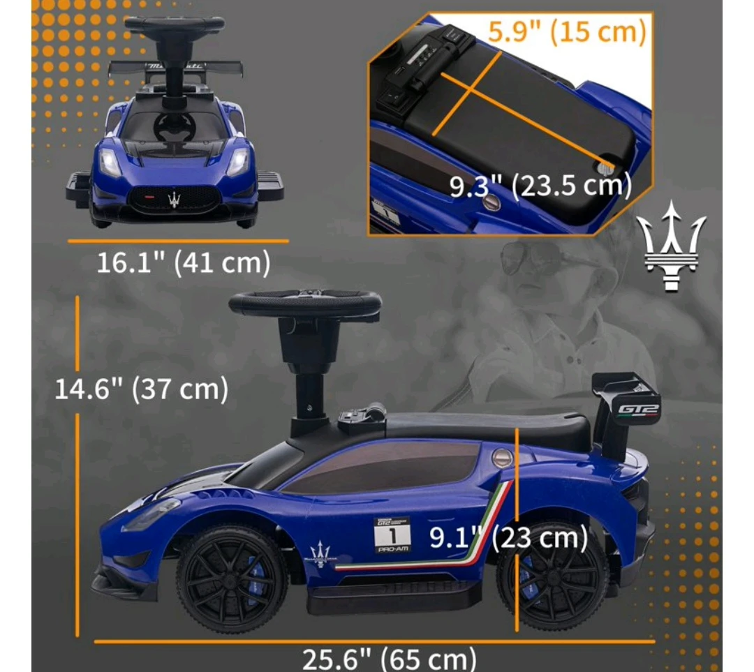 Qaba 6V Electric Ride-On Car - Blue Maserati GT2 Style - photo 4
