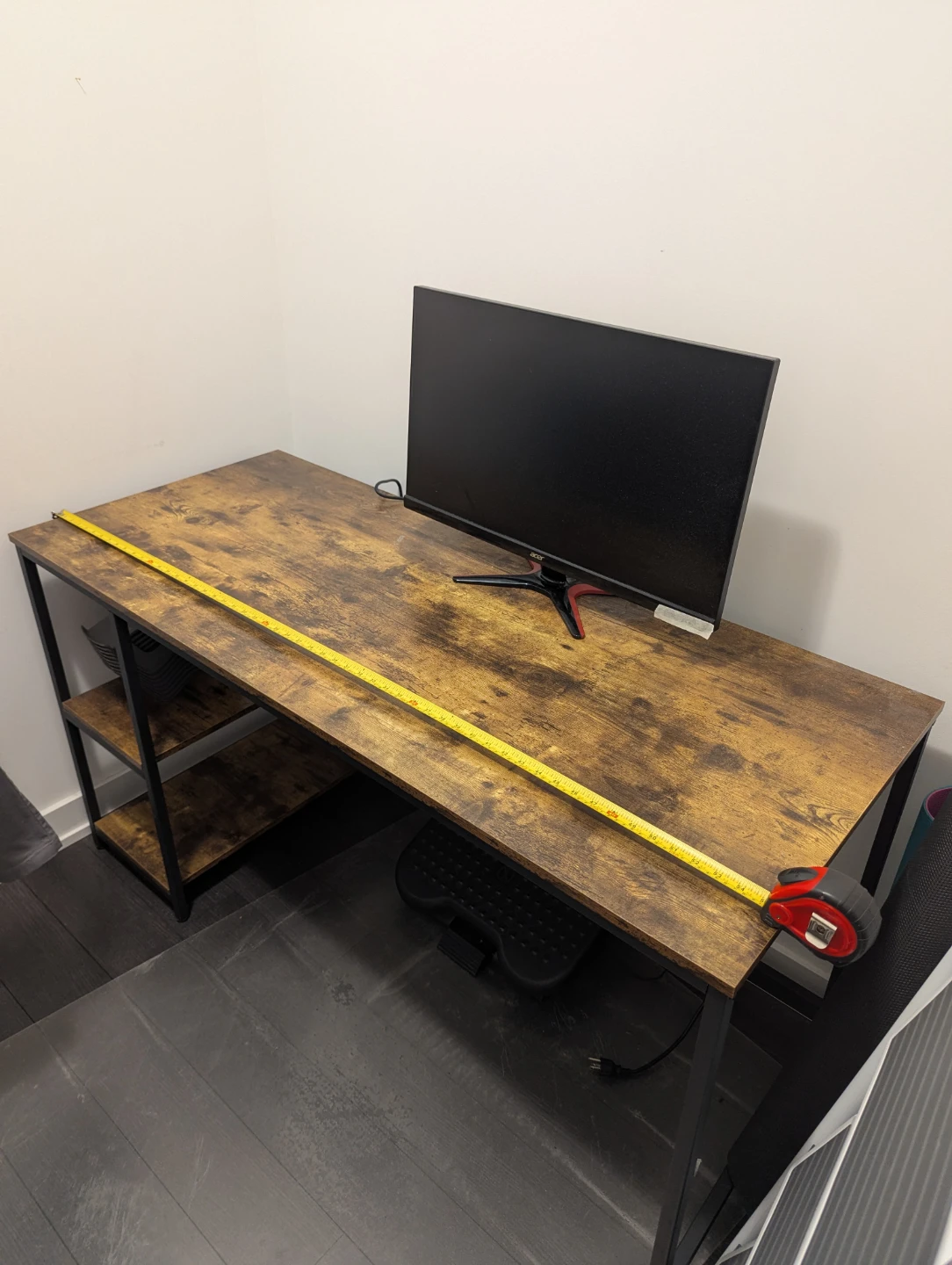 Rustic brown computer desk with side shelves - photo 5