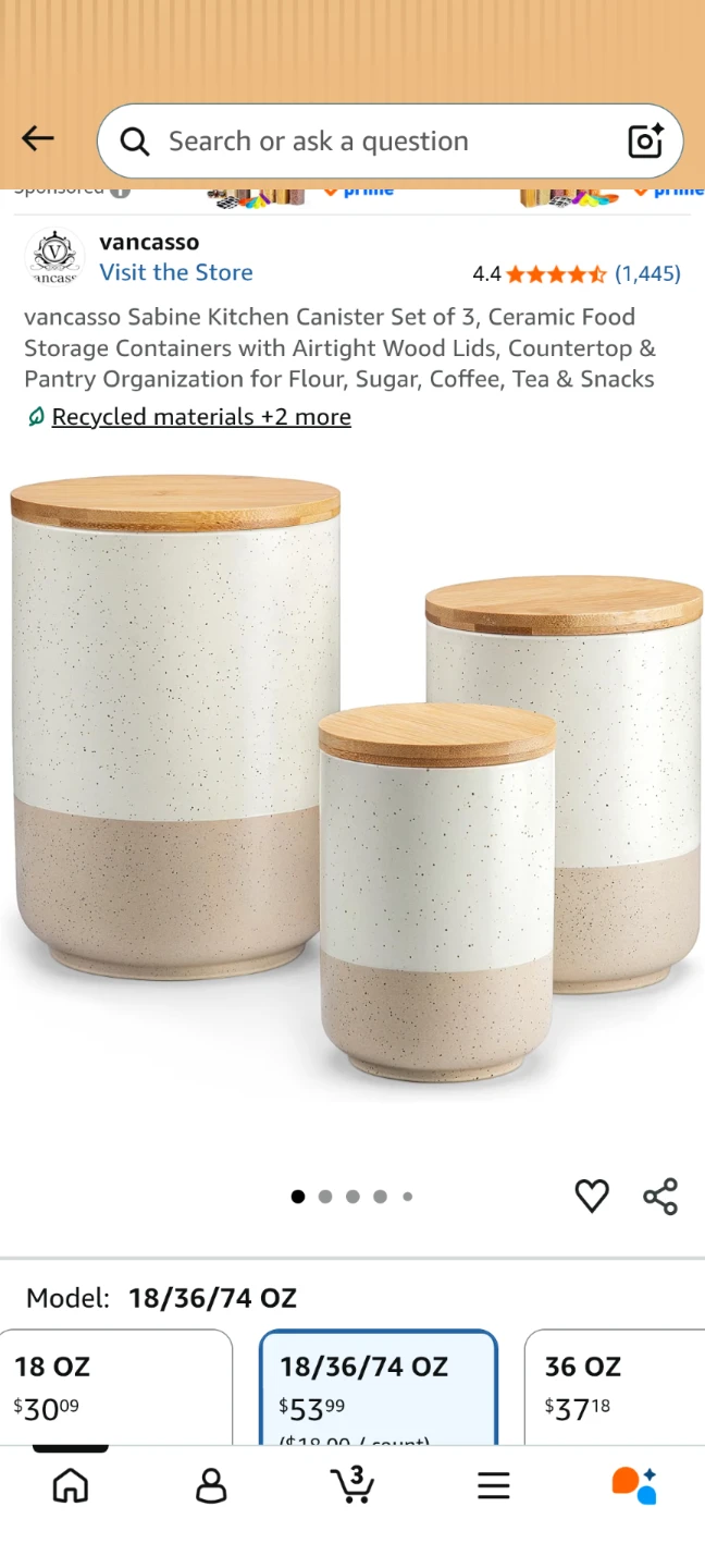 vancasso Sabine Ceramic Kitchen Canister Set of 3