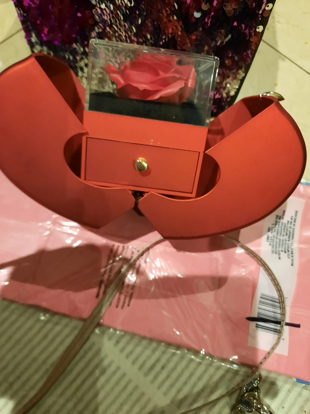 Red Heart-Shaped Gift Box with Jewelry Drawer