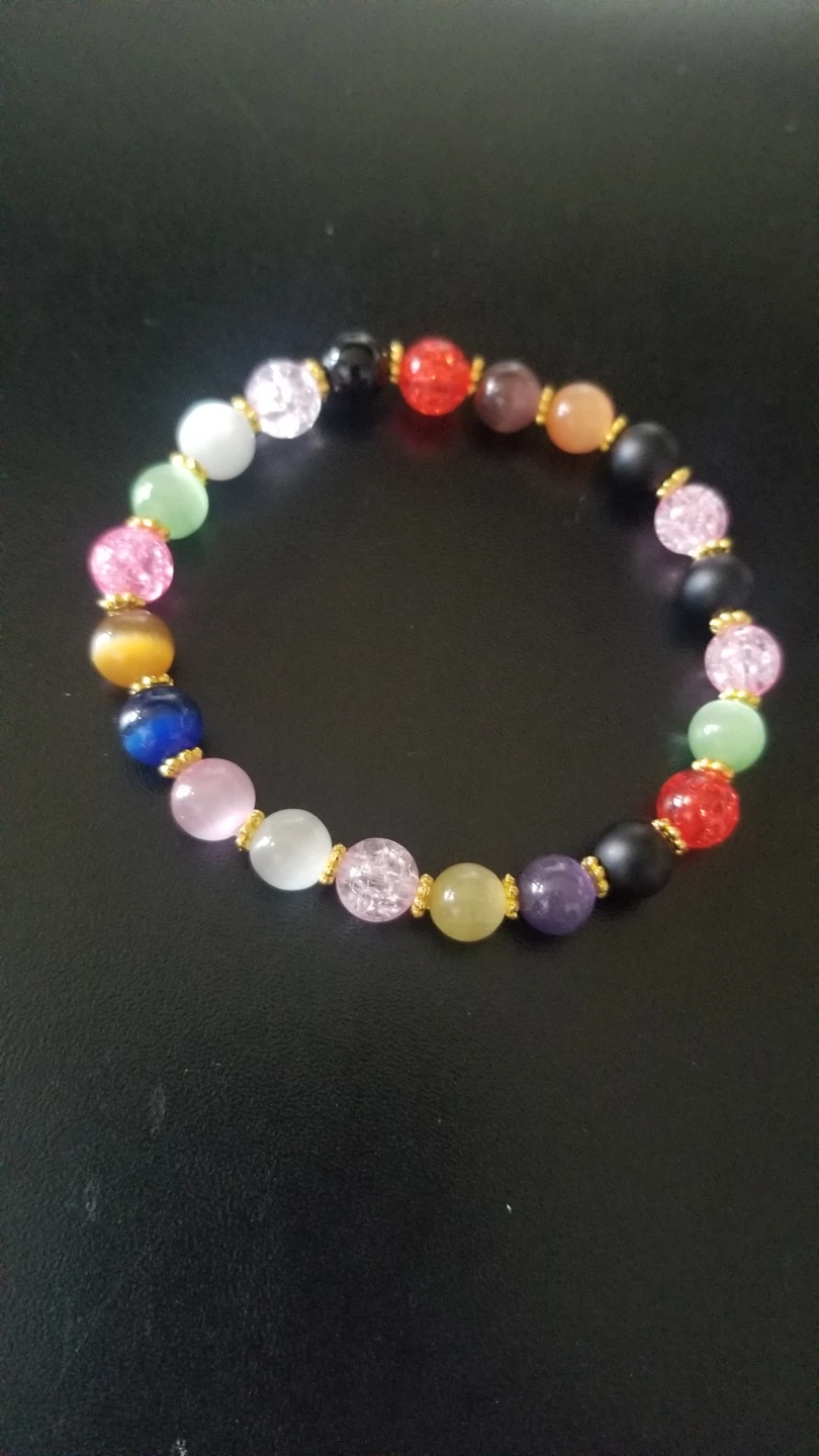 Multi-coloured gemstone bead bracelet - photo 2