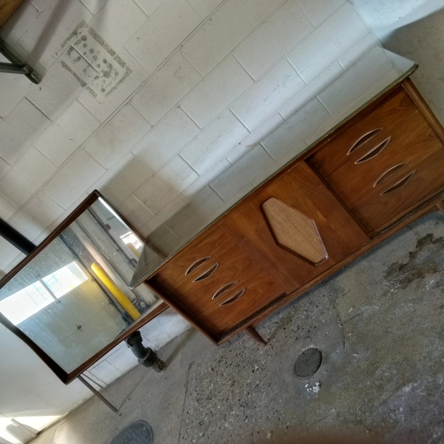 Mid century dresser solid wood glass top - photo 2