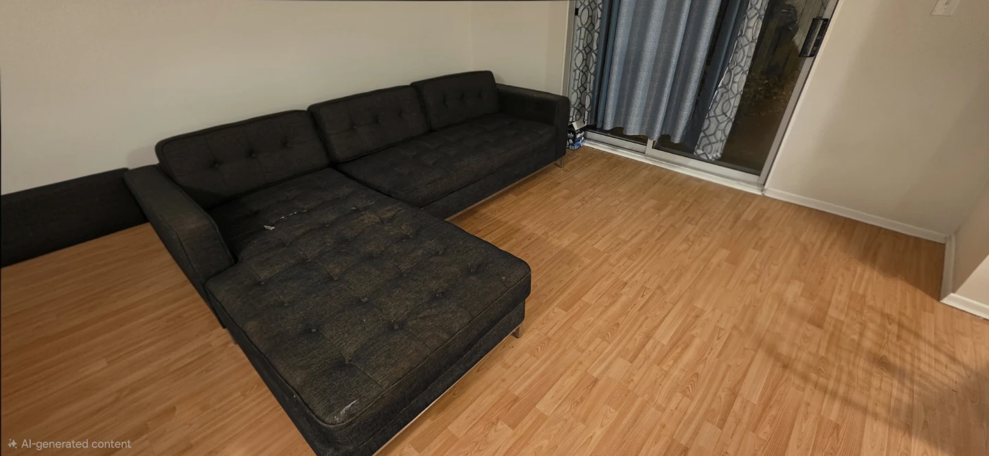 Dark Grey Sectional Sofa with Chaise - photo 2