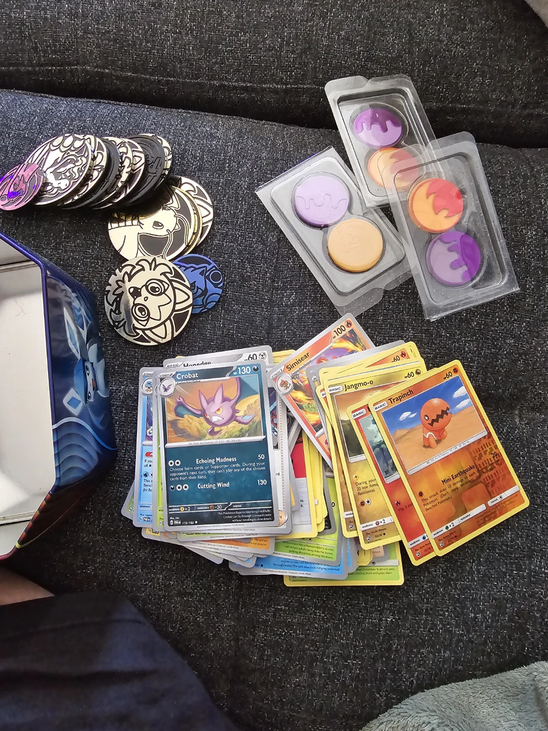 77 Pokemon Cards and Coins Set in Tin