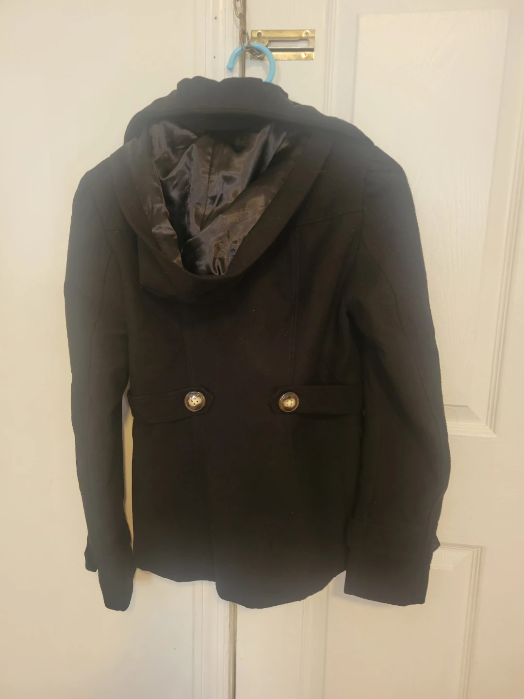 Pink Envelope Black Hooded Pea Coat - photo 4