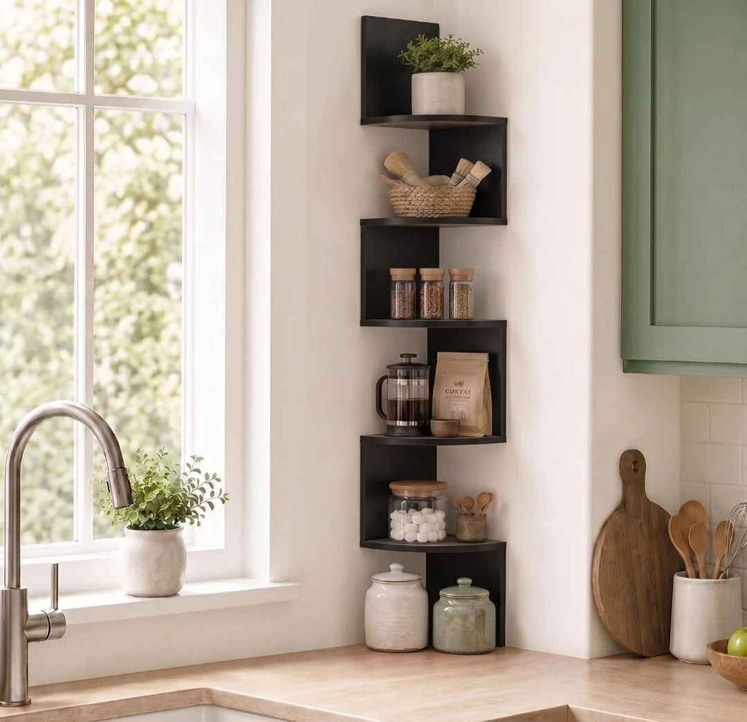 5-Level Espresso Corner Wall Shelf - photo 2