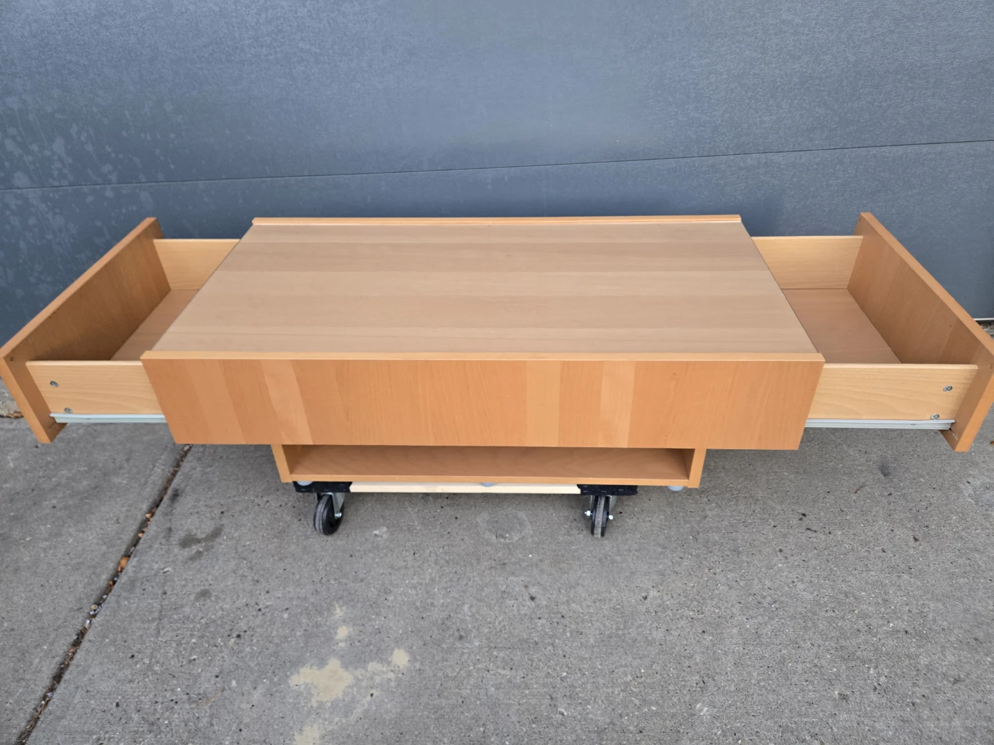 Light Wood Coffee Table with Drawers