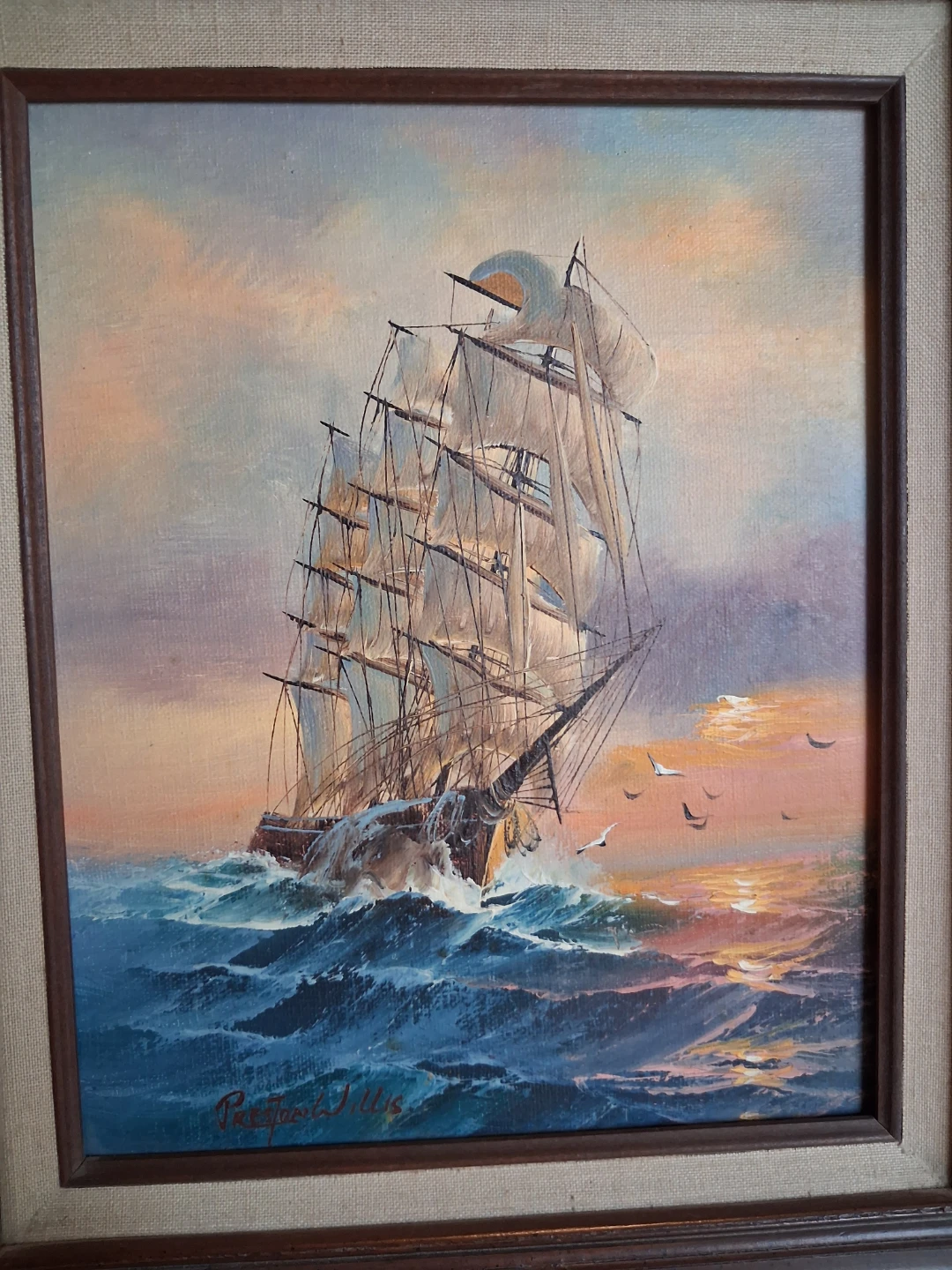 Vintage Preston Willis Nautical Oil Painting - photo 3