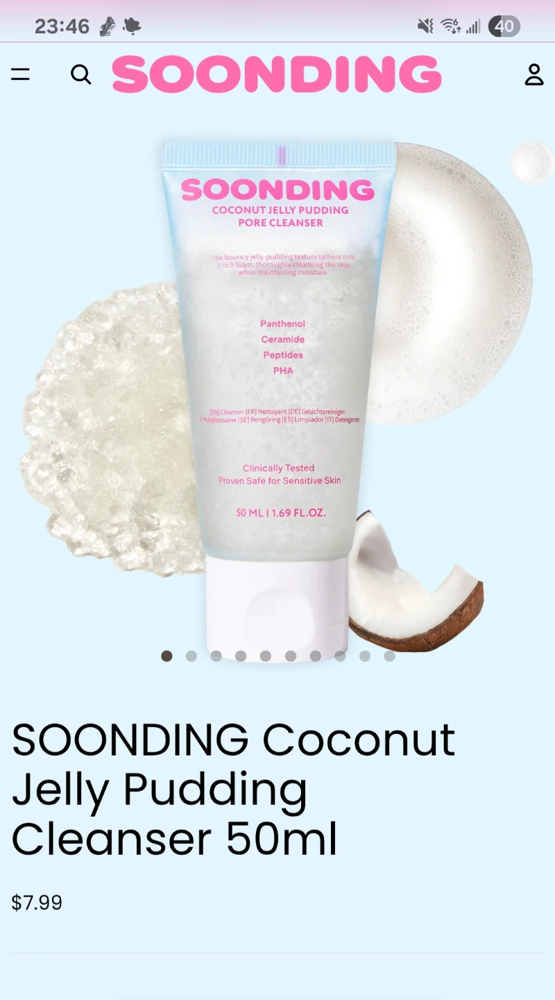 SOONDING Coconut Jelly Pudding Pore Cleanser Sample