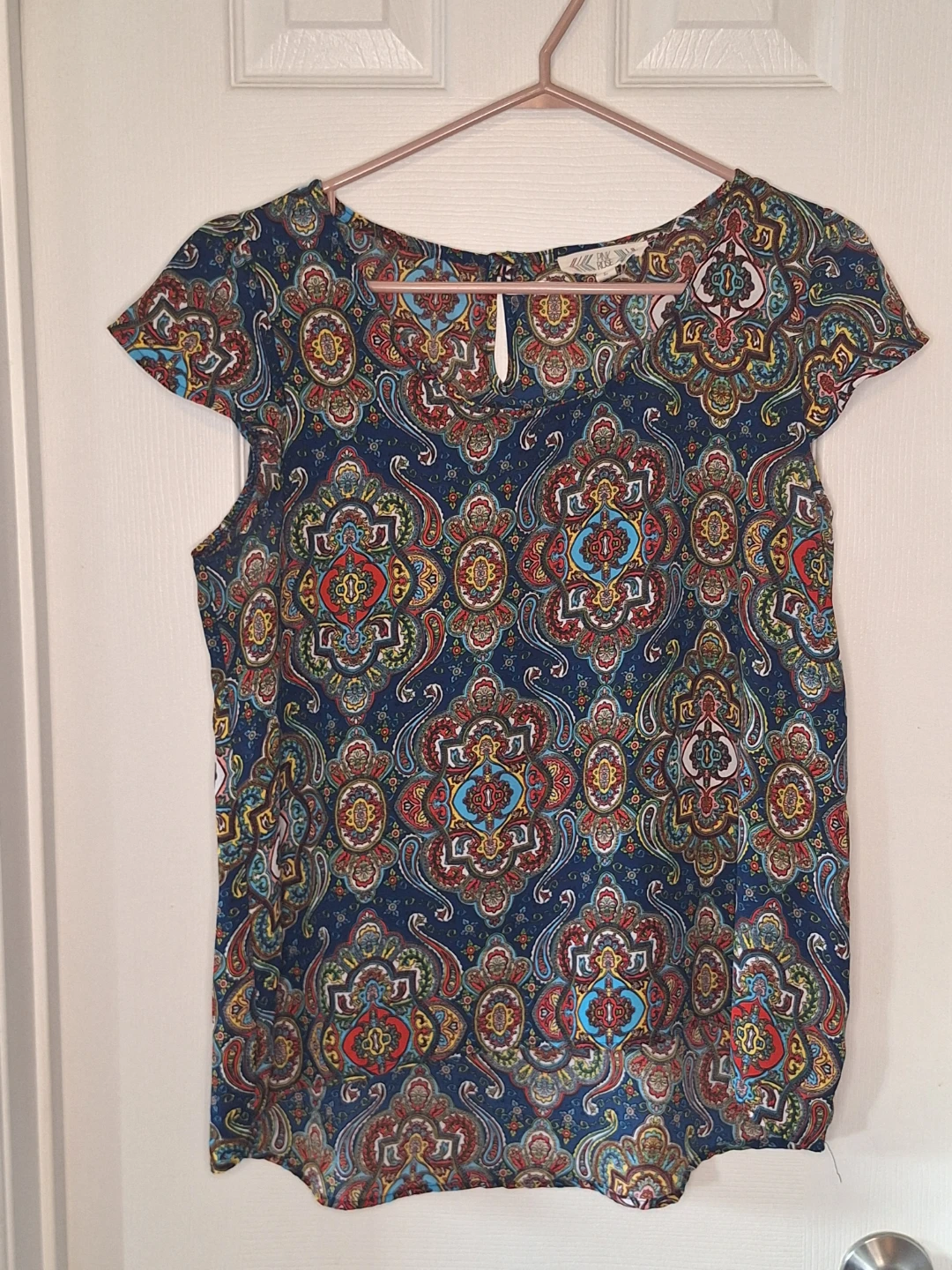 Pink Rose Paisley Print Blouse