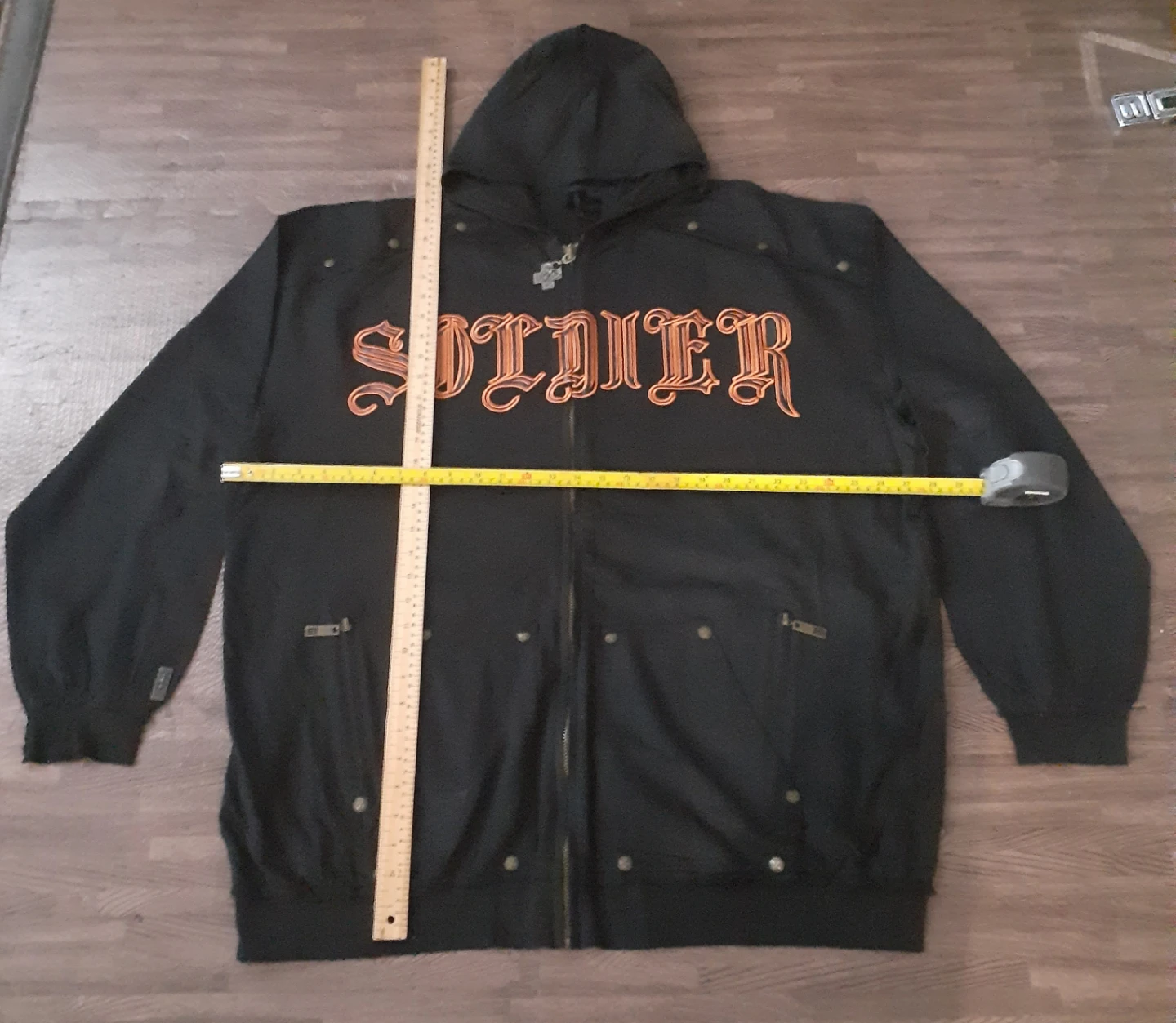 Black Label Soldier Full Zip Hoodie VINTAGE Y2K - photo 2