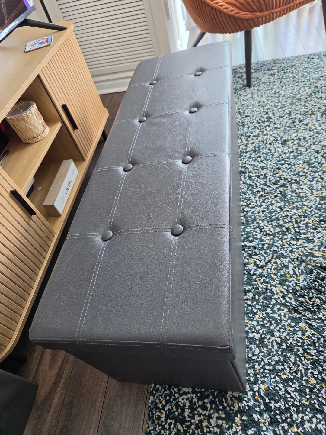 SONGMICS Grey Storage Ottoman Bench - photo 3