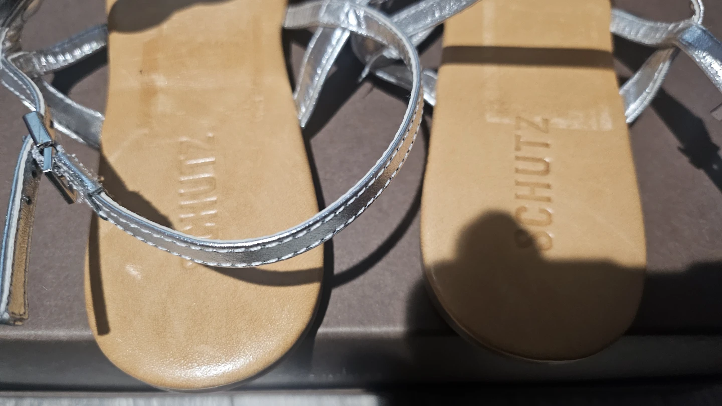 Schutz Metallic Silver Sandals Size 8B - photo 3