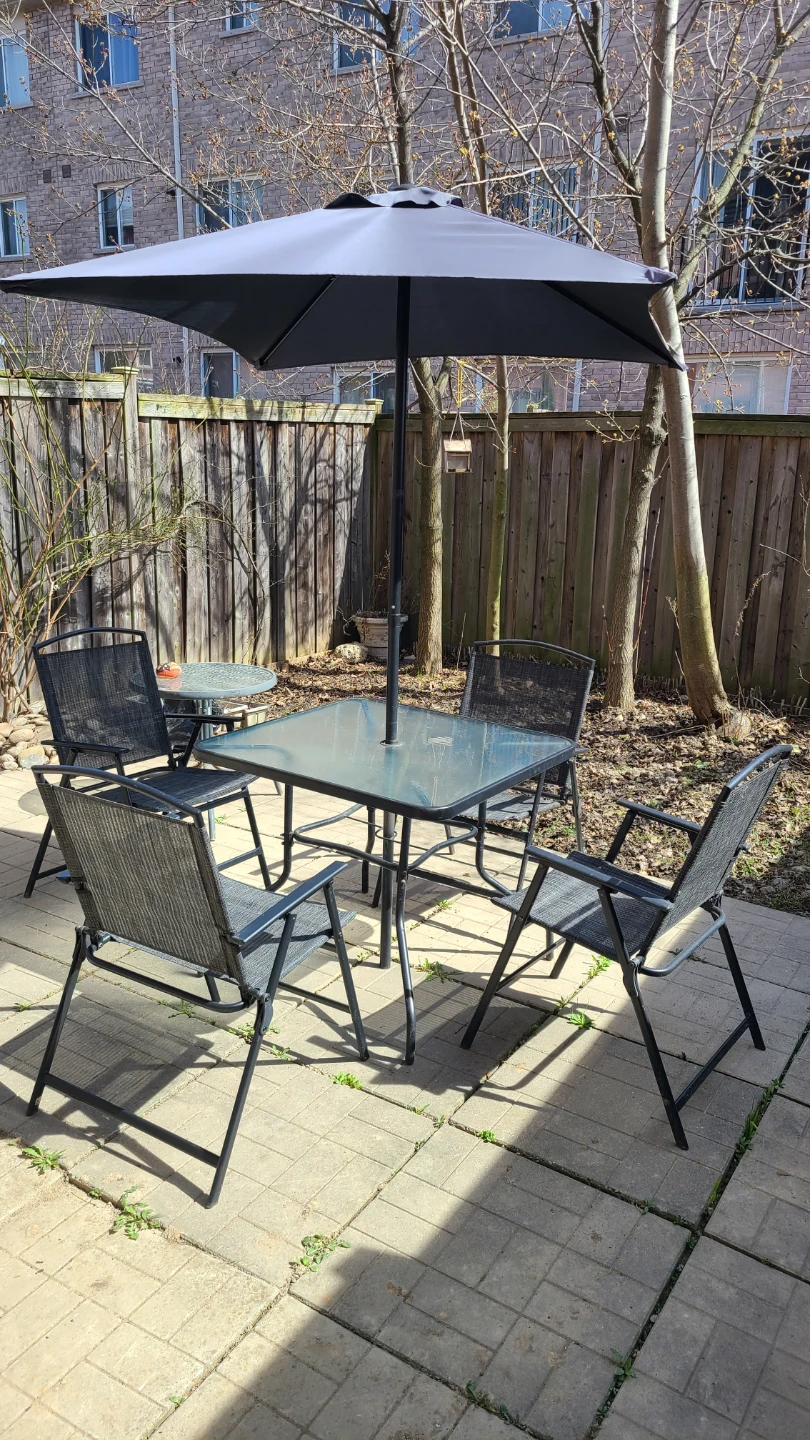 6-Piece Patio Dining Set - Outdoor Table, 4 Chairs, and Umbrella