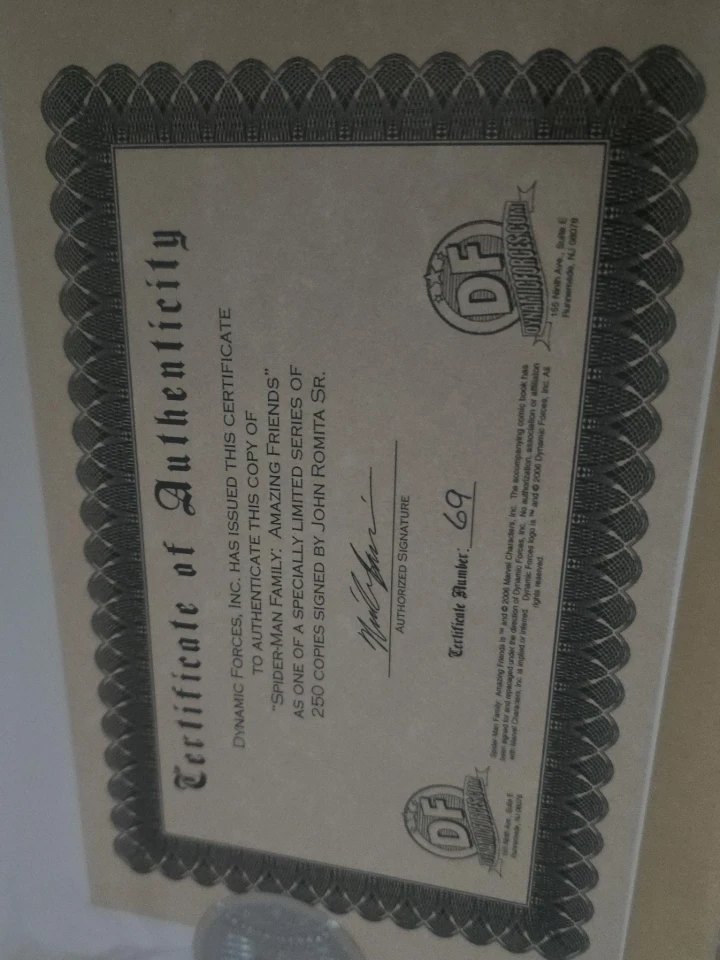 Dynamic Forces Spider-Man Amazing Friends Signed Certificate
