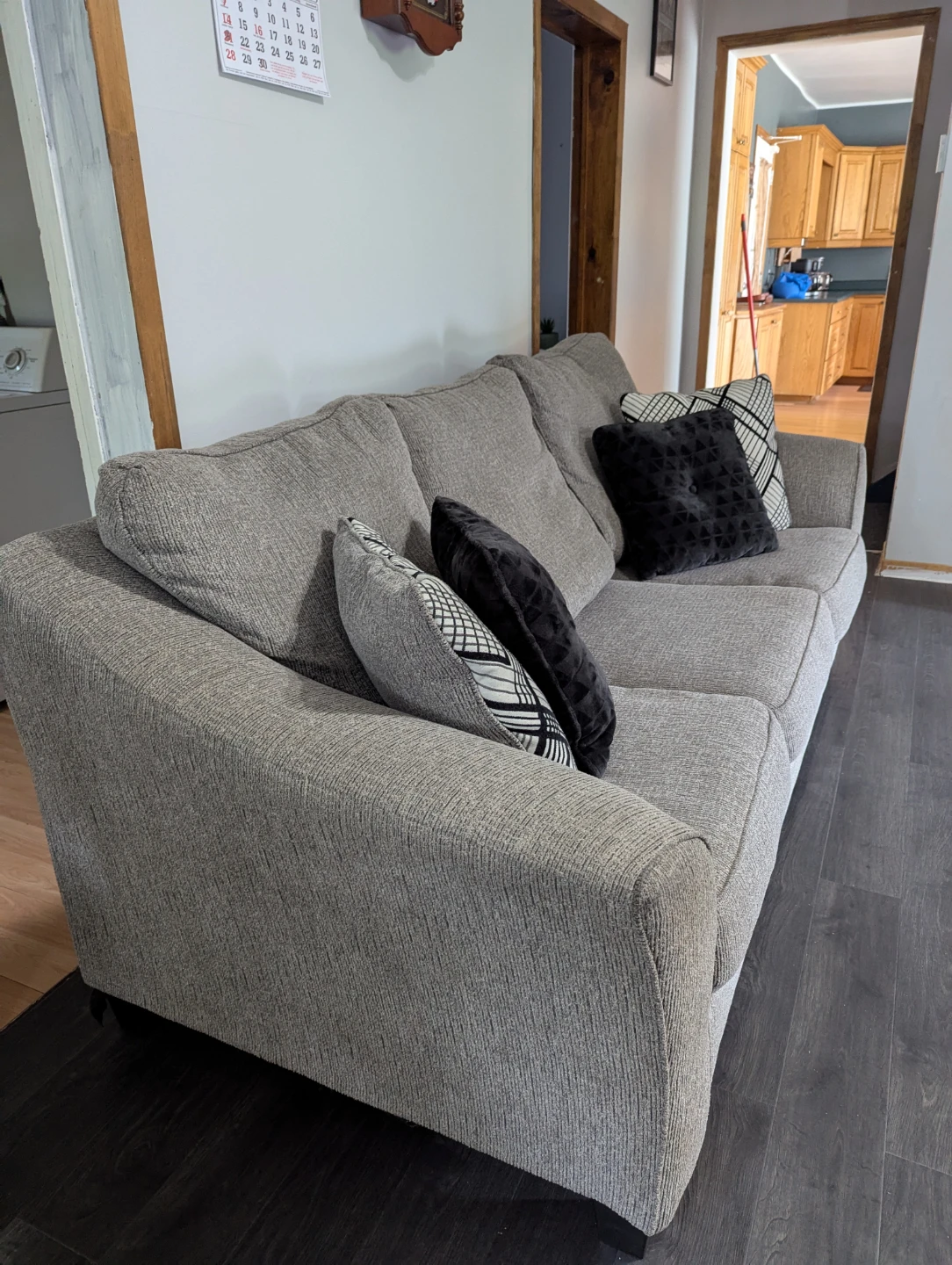 Grey Three-Seater Fabric Sofa - photo 2