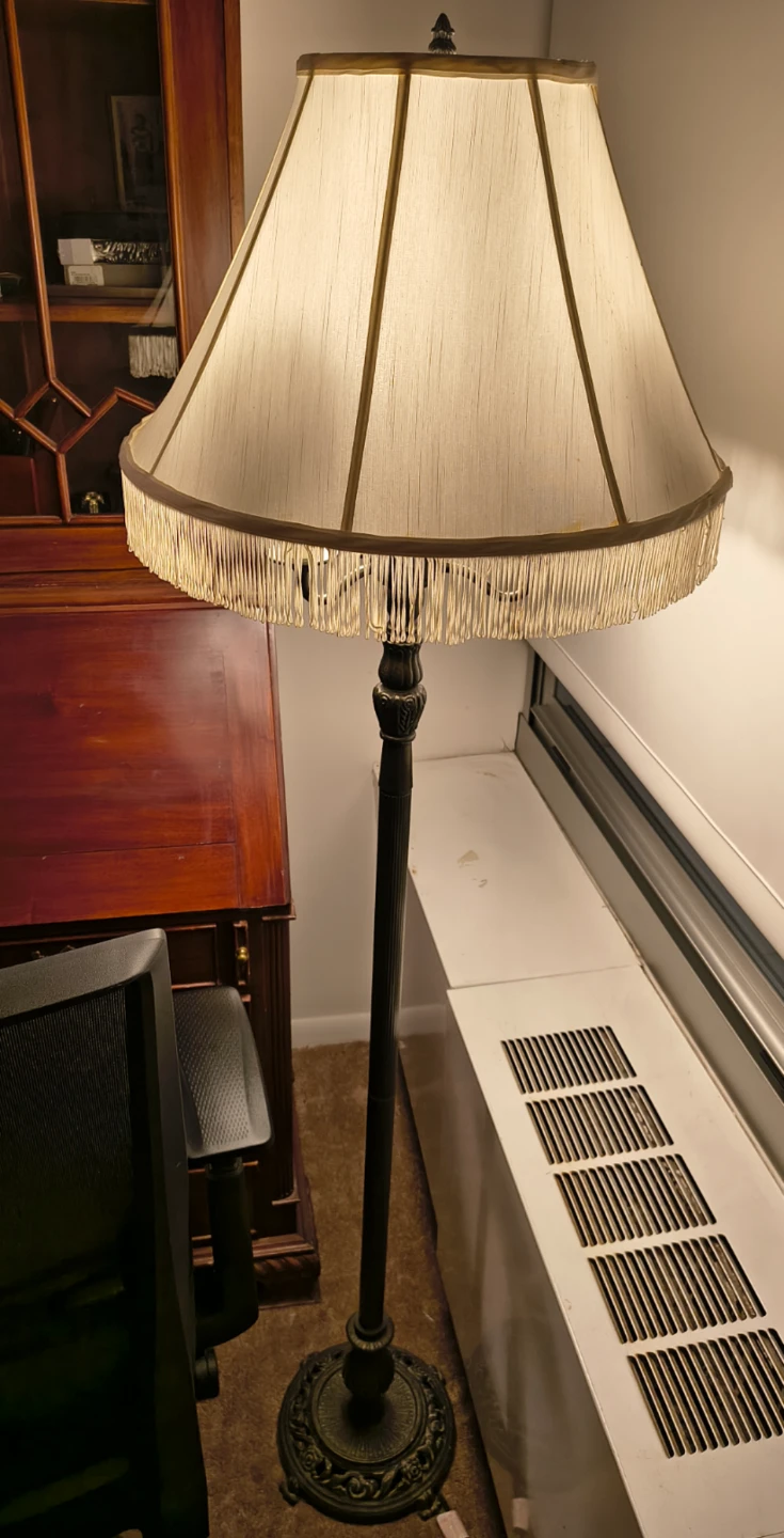 Vintage Style Floor Lamp with Fringe Shade