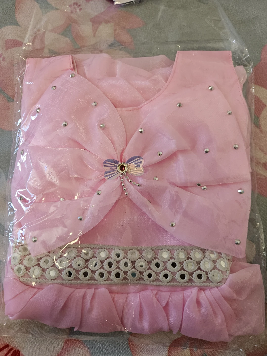 Girls Pink Party Dress with Rhinestone Bow - photo 2