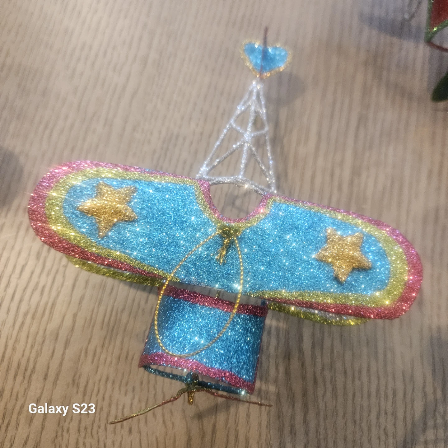 Glittery Airplane Christmas Ornaments