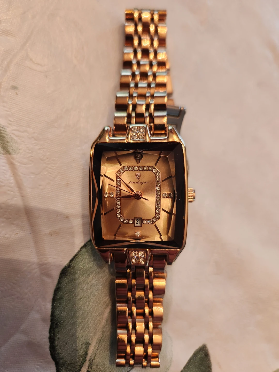 Poedagar Gold-Tone Rectangular Watch